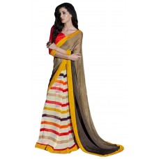 Triveni Fashionable Off White Colored Printed Jacquard Georgette Saree